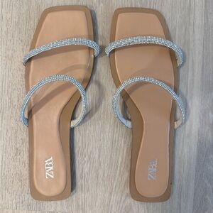 ZARA shiny slides, only worn once!